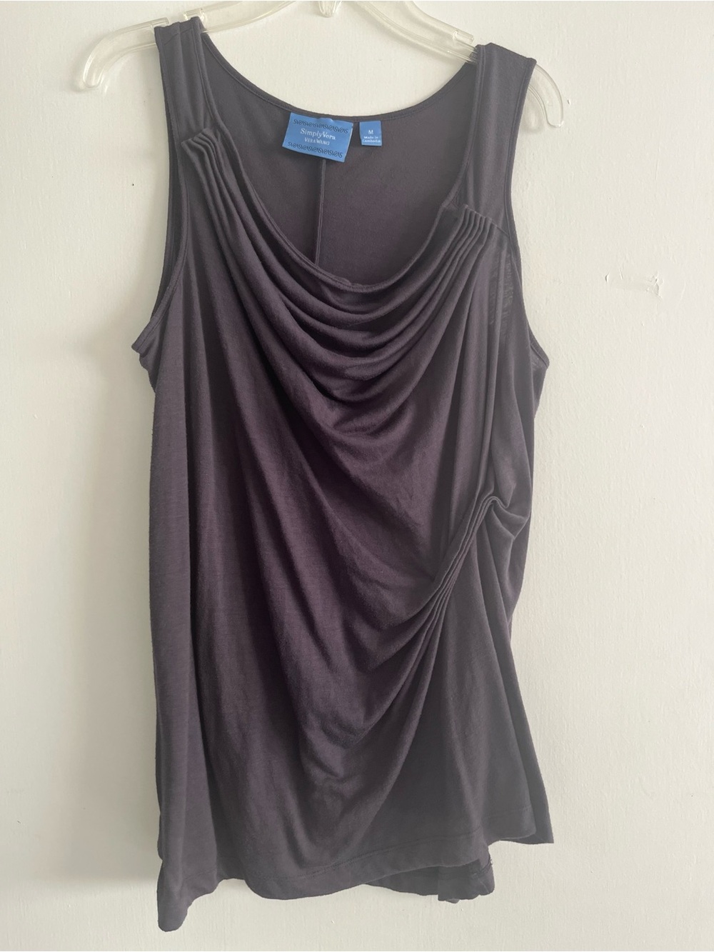 Simply Vera Vera Wang grey Draped Sleeveless Top